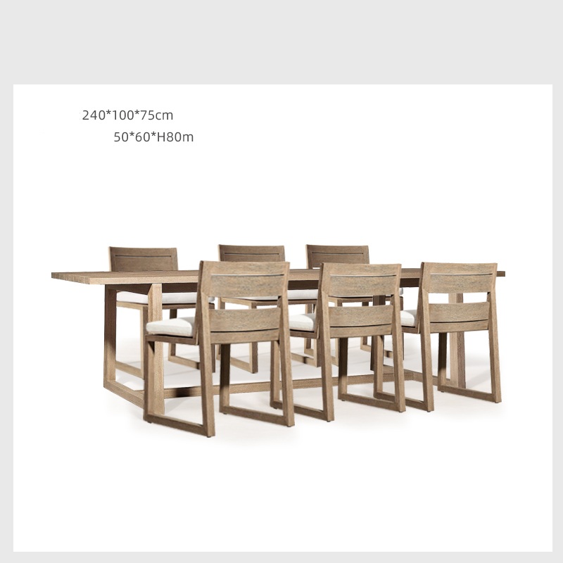 6 chaises sans accoudoirs + table longue 240*100cm