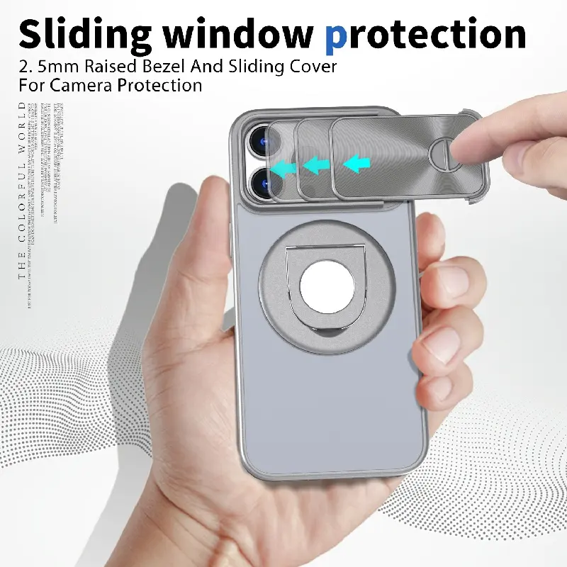 Hot bán trượt cửa sổ máy ảnh bảo vệ điện thoại di động bìa cho Iphone 14 cộng với 15 Pro Max mờ mờ TPU PC điện thoại di động trường hợp