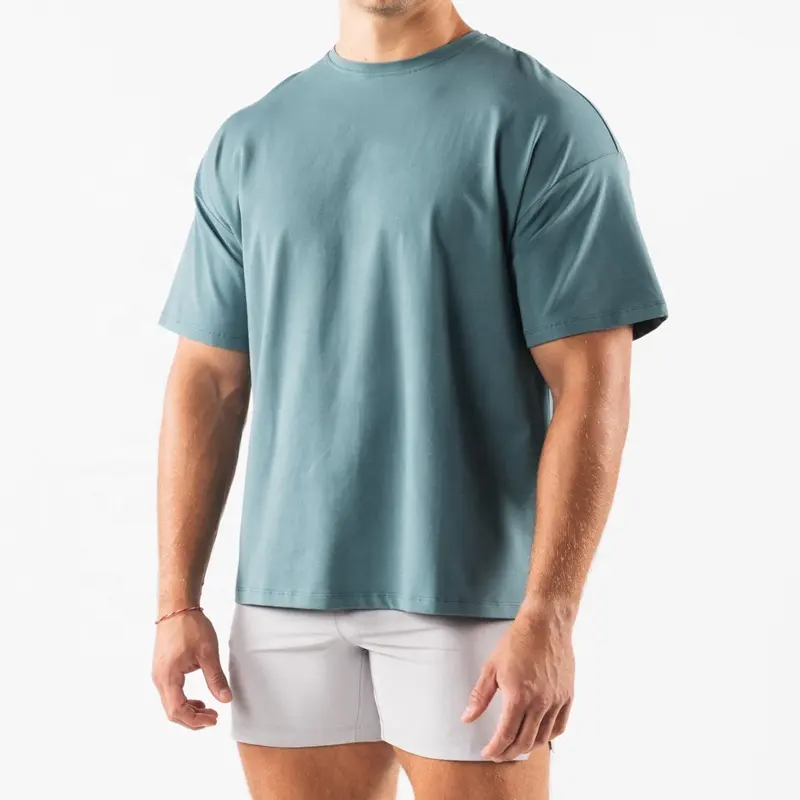Hoge Kwaliteit 100% Katoenen Heren Ronde Hals T-Shirt Effen Kleuren Custom Printing Gym Sportkleding T-Shirt