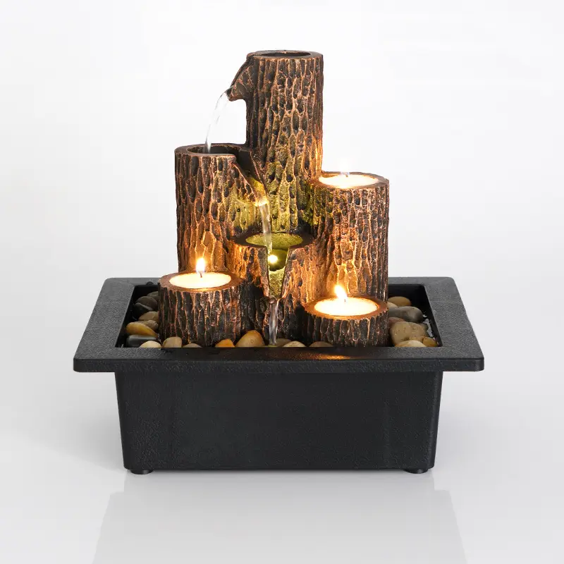 Tabela nivelada coluna de comprimido fonte iluminada relaxante água som cachoeira velas mini miniatura para decoração casa eua plugue