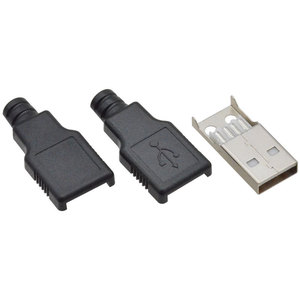 DIY USB公插头3件式外壳套件USB 2.0 a型4针插头连接器，带黑色塑料盖 - Product Image 2