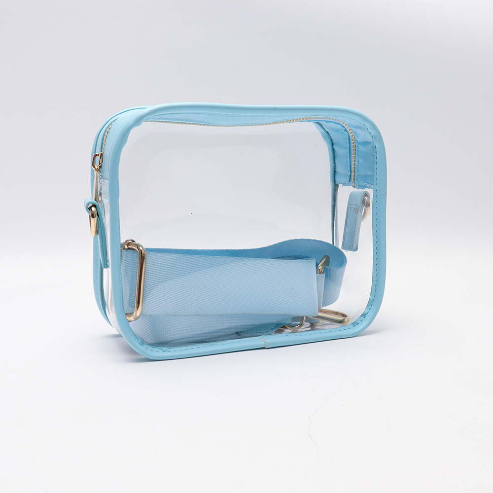 ice blue pvc transparent crossbody bag