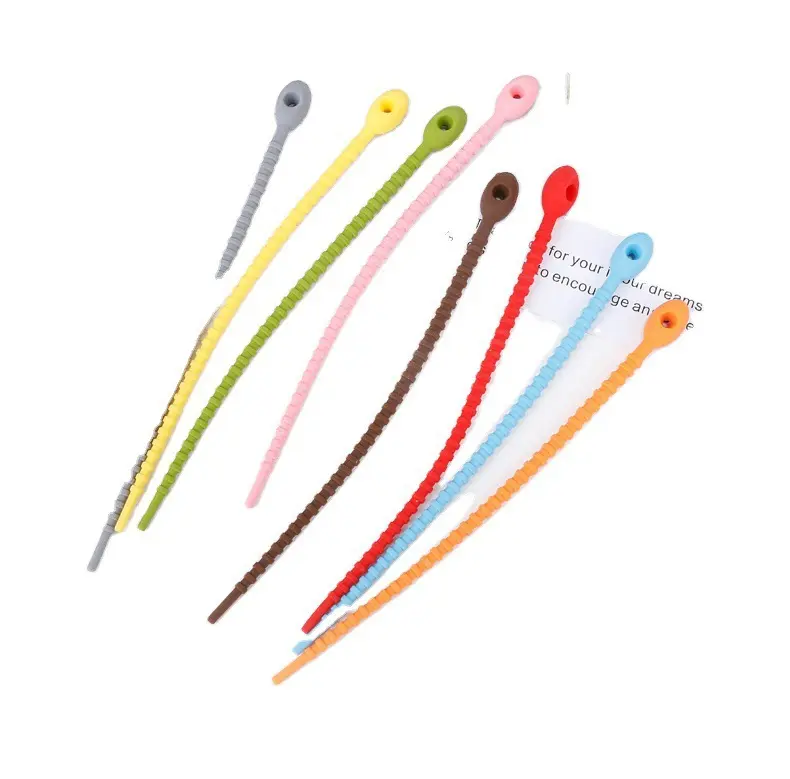 Цветные многофункциональные гибкие кабельные стяжки оптом с фабрики, прочный силиконовый органайзер для кабельных стяжек