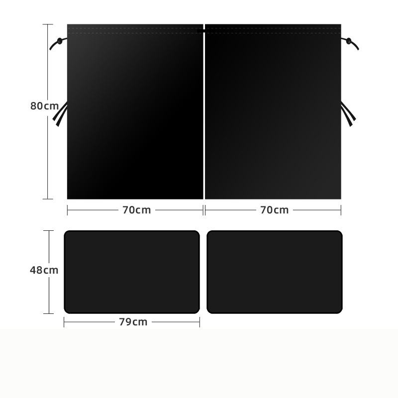 Rideau d'isolation thermique, ruban noir moyen, occultant total, 2 pièces