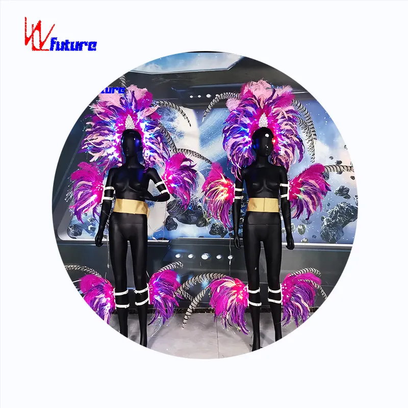 LED resplandor entusiasmo Samba disfraces deslumbrantes pluma baile evento rendimiento carnaval disfraces