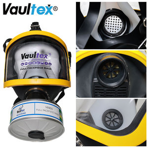 Vaultex ppe ציוד 6900 מותאם אישית מסכת גז + a2b2e2k2p3 מסך מלא נשימה פנים מלא עם תיבת מסנן