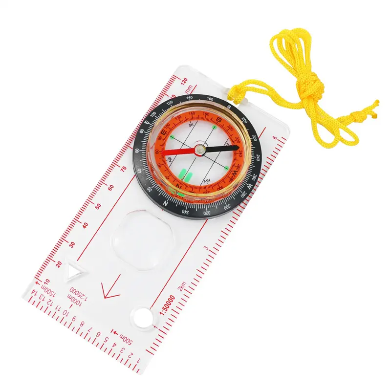 Metal Compasses Outdoor Multi Functional Precision Magnifying Glass Compass Ruler Multifunctional Map Ruler Small Compass