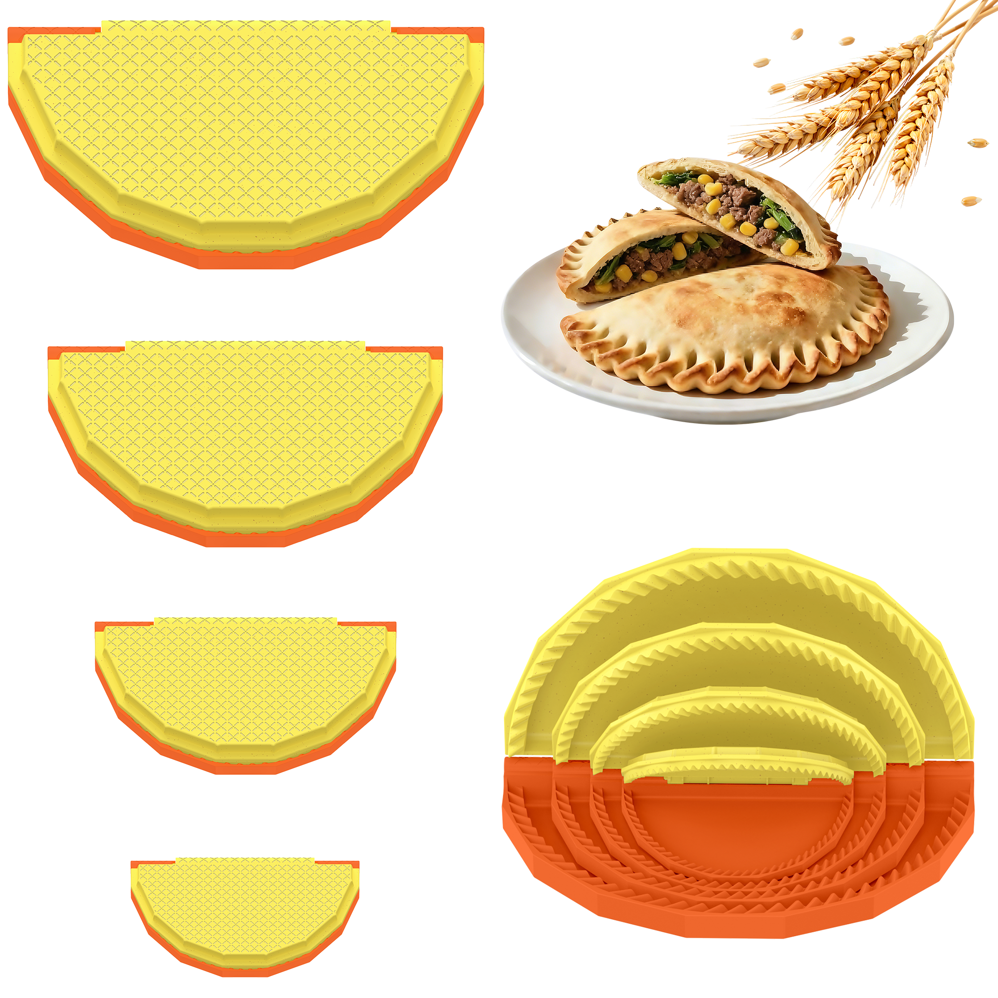 Scelleuses à tortillas 4-en-1 (Jaune et Orange)