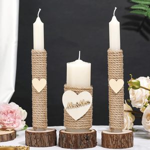 Özel etkinlikler acil fildişi Pillar konik mumlar toptan için kokusuz rustik birlik mumlar düğün Mr ve Mrs mumlar - Product Image 3