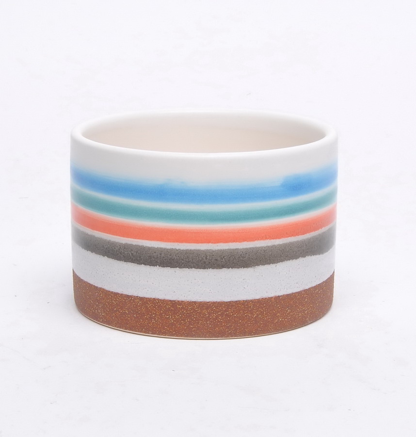 Custom wholesale hand painted bamboo lid empty ceramic candle jar for luxury home decoration