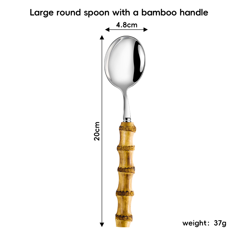 304 Natural Bamboo Handle large round spoon