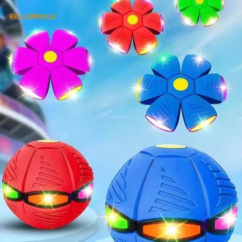 Летающий НЛО плоский дисковый шар со светодиодным светом игрушечный детский открытый садовый пляжный мяч для игры в стресс-мяч