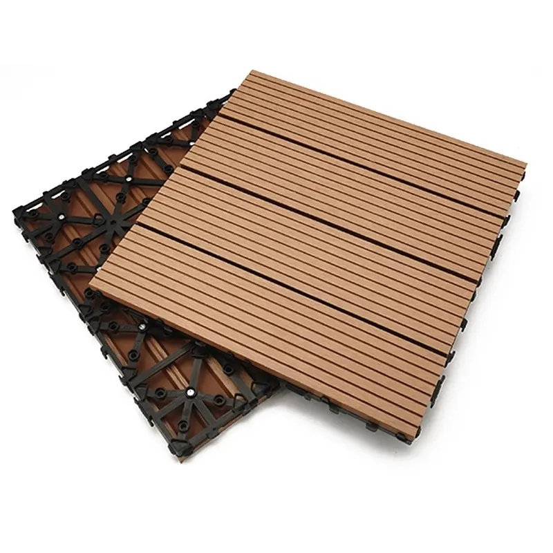 factory cheap swimming pool wood decking tiles with plastic base