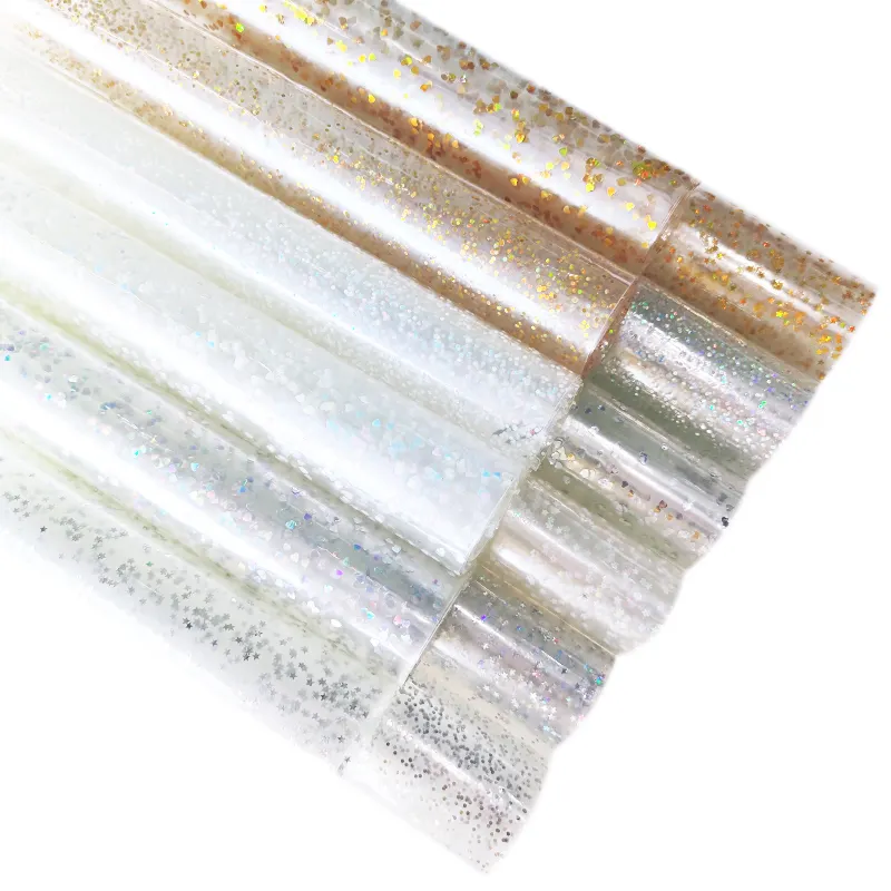 0.5mm TPU vinyle tissu coloré paillettes coeur étoile points paillettes Film Transparent pour sacs artisanat couture Patchwork bricolage