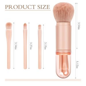 4 in 1 Mini makyaj fırçası seti geri çekilebilir fondöten fırça yüksek kaliteli yüz kozmetik için karıştırma toz göz farı fırçası - Product Image 4