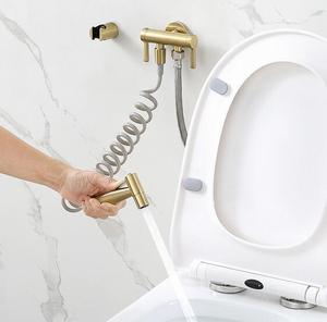 Doğu yüklemek için duvara montaj pirinç bide püskürtücü el bez alt değiştirme püskürteci Set tuvalet için 1 in 2 ile açılı vana - Product Image 6