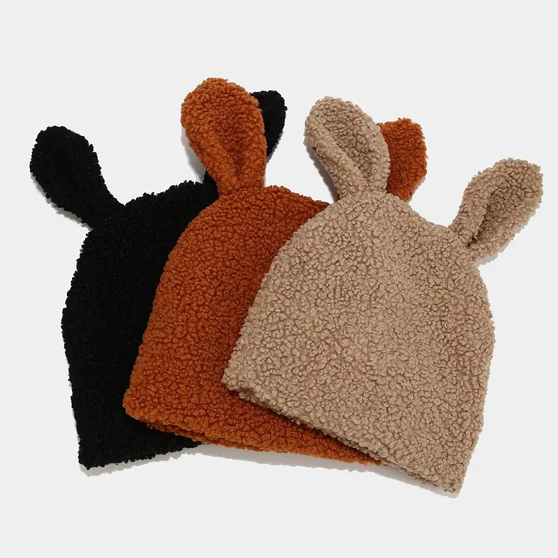 MIO Fashionable Bonito Coelho Grosso Sherpa Fleece Cap Com Orelhas Inverno Quente Beanie Soft Hat com Flap para Meninas Mulheres