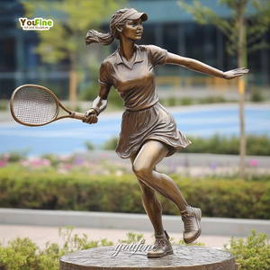 YOUFINE Personnalisé Taille Réelle Grande Sculpture Moderne En Bronze Coulé Tennis Athlète Féminine Athlétique Sport <span class=keywords><strong>Statue</strong></span> En Laiton Figure Sculpture pour Lieu - Product Image 2