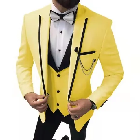 ST032 toptan erkek resmi 3 adet düzenli Fit şal yaka katı balo Tuxedos düğün Groomsmen takım elbise