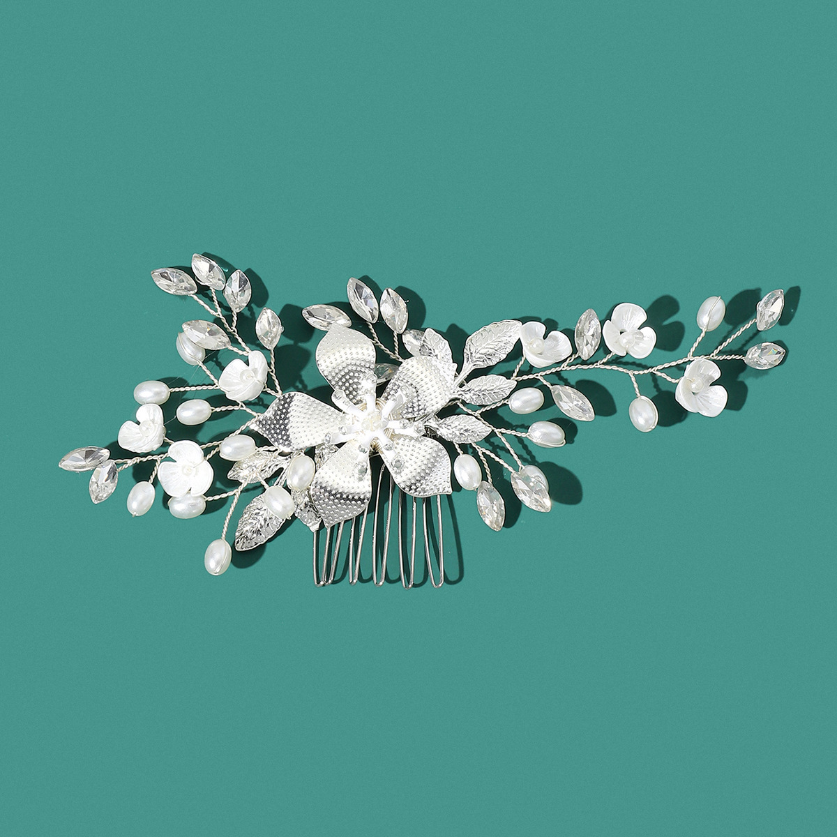 Argent - 1 Fleur - Peigne à cheveux