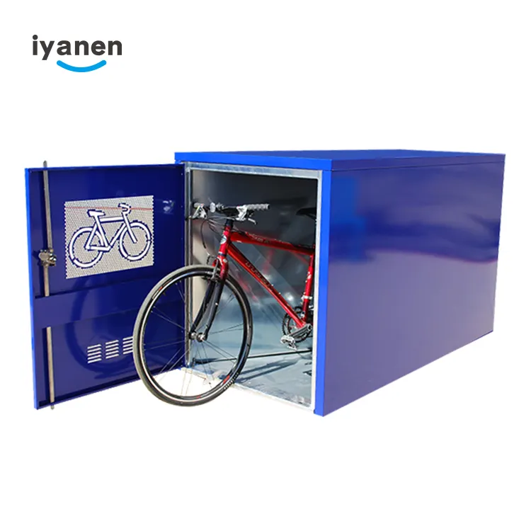 IYANEN tedarikçisi dış mekan mobilyası su geçirmez 2 kapı çelik metal bisiklet saklama kutusu bisiklet dolabı soyunma