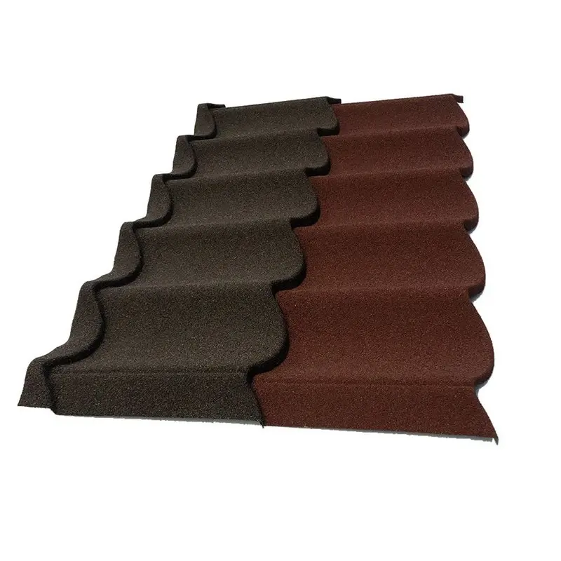Tuiles de toiture ondulées de haute qualité panneau de plaque tuile de toit en métal enduit de pierre tuile de toit marron