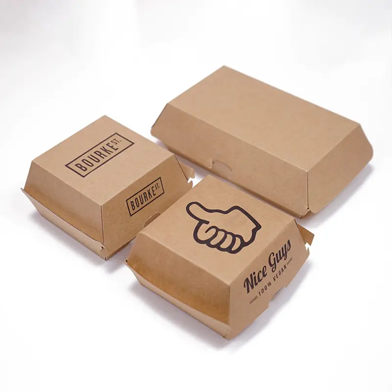 Papel Kraft Desechable Universal Cartón Take Away Caja de comida Papel Cajas de hamburguesas