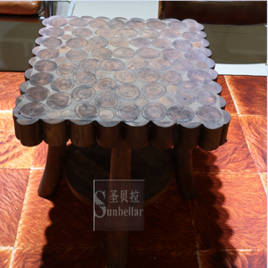 乡村木质智能桌波形方形圆形顶部客厅边桌家用室内实木端茶几 - Product Image 5