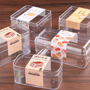 卸売ブラウニーケーキボックス透明食品包装デザートティラミスキャンディーpsプラスチックボックスカスタムラベルステッカー付き - Product Image 1