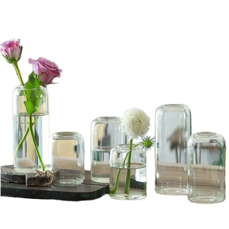 Florero de cristal soplado a mano de diseño personalizado, florero de cristal para decoración de bodas y fiestas en casa