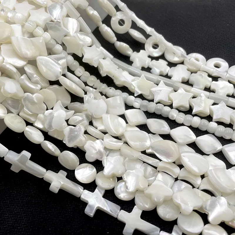 4 × 7 mm Seeschalen Bambusform Perlen Muschelperlen herzförmige Mondtropfen Kreuz Reisperlen Diamant Anhänger Ohrringe Schmuckzubehör