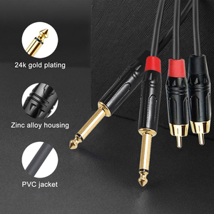 Fabrika OEM çift RCA çift Mono 6.35mm erkek ses kablosu 2 RCA 2 amplifikatör hoparlörler AV Rca kabloları OFC için 6.5mm mikser tel - Product Image 5