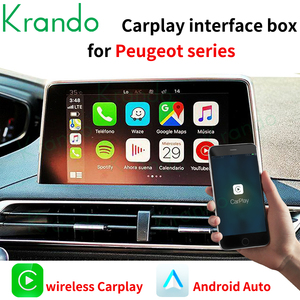 Krando Wireless apple Carplay Interface Android Auto Module Upgrade for <strong>Peugeot</strong> 2008 3008 Plug and Play Adapter Smart <strong>Box</strong>