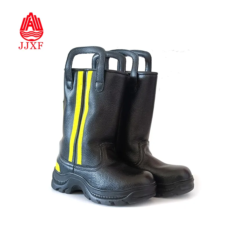 Bottes de sécurité certifiées CE Embout en acier en cuir Inserts Bottes de travail pour pompiers