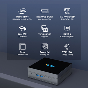 MINIコンピューターGx55IntelN5105デュアルwifiコアUbuntu Linux Win11ミニPCボックス、2.5インチSSD WindowsミニPC - Product Image 4