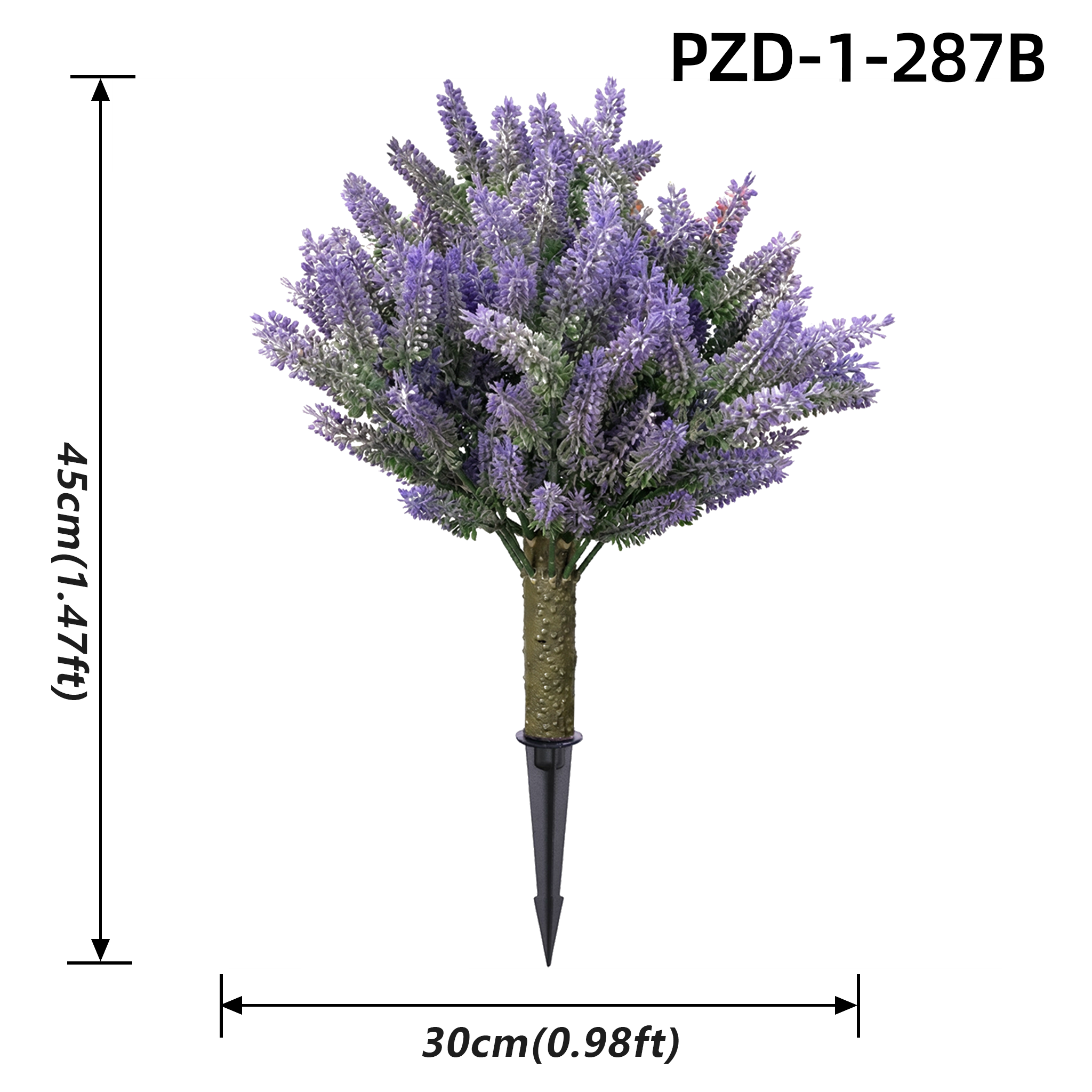 Plante topiaire artificielle de lavande violette avec piquet de sol