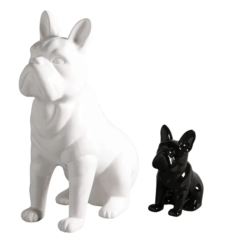 Ceramic Ornaments Simple And Modern Glazed Black And White Dog Window Animal Furnishings Soft Ornaments