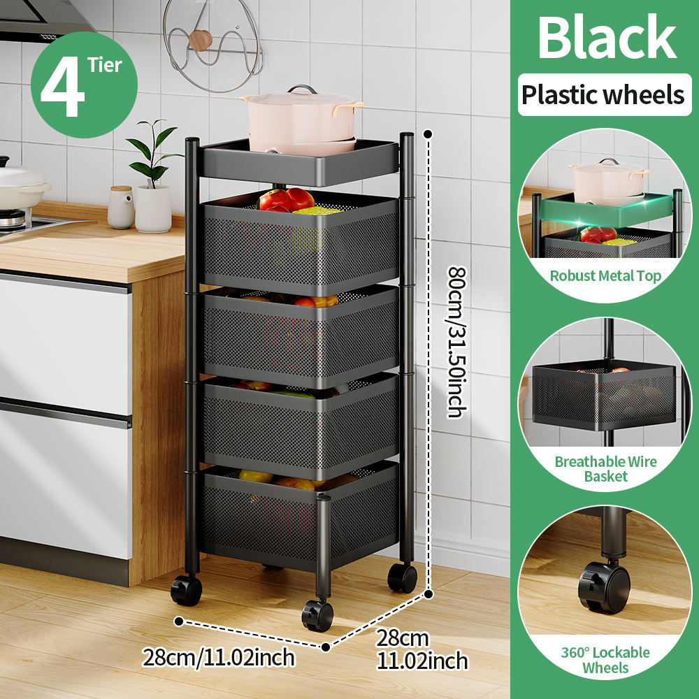 4 Tier black square basket