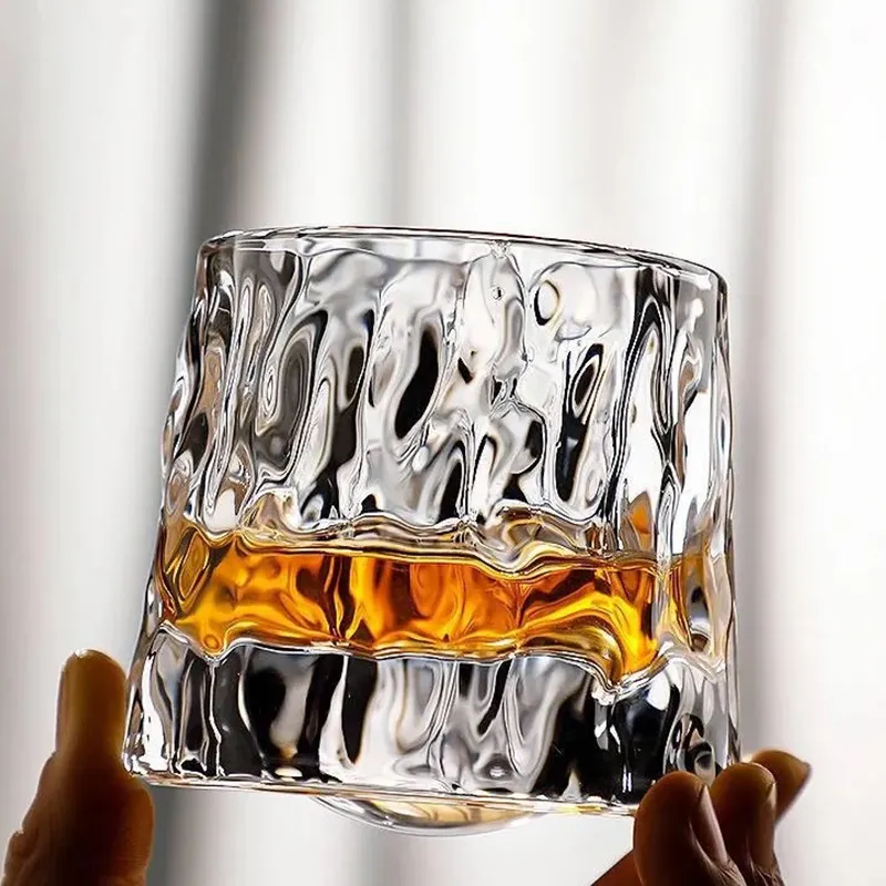 Vasos de whisky giratorios, vaso de cristal inferior