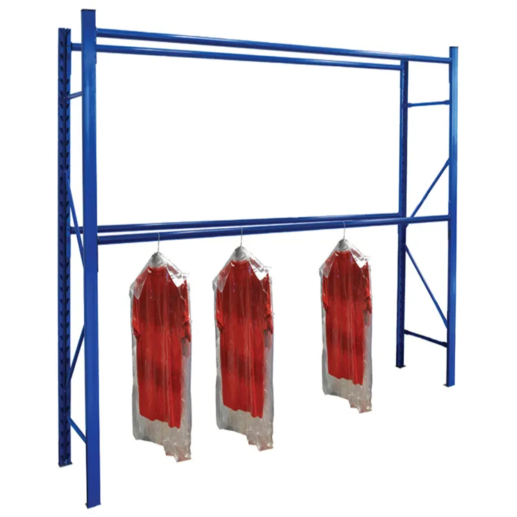 2024 Garment warehouse steel clothes hanging rack used in the production and showroom