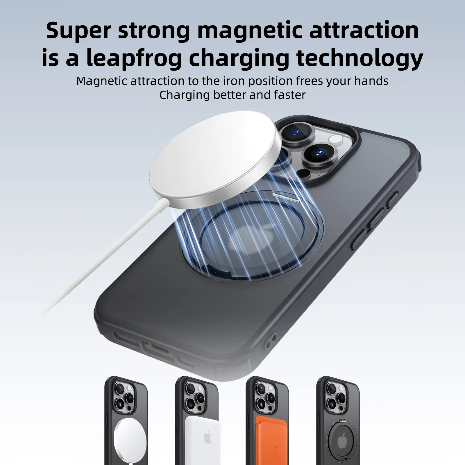 젖빛 6 색 마그네틱 전화 케이스 투명 모바일 커버 무선 충전 전화 커버 아이폰 15 시리즈