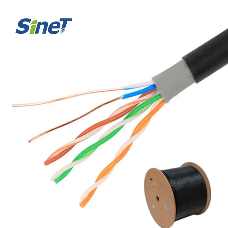 Resistencia al sol UV impermeable al aire libre Cat 5 Wire 305M UTP FTP SFTP cobre sólido Cat5e cable Ethernet exterior CAT5 350MHz