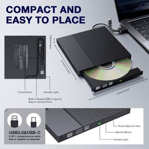 笔记本电脑的外部CD/DVD驱动器USB 3.0 Type-C USB便携式播放器笔记本电脑CD DVD