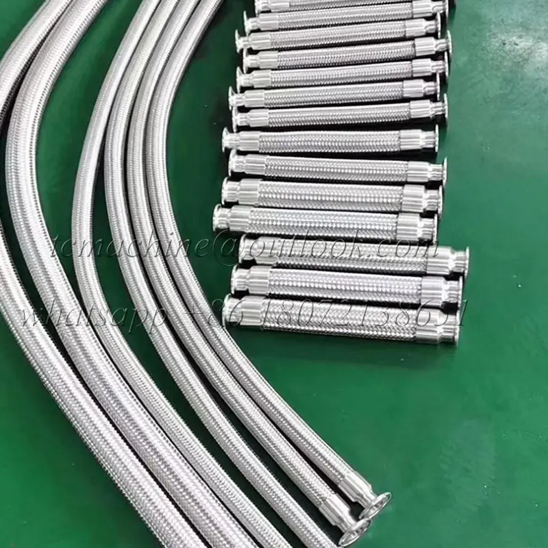 Conjunto de manguera trenzada sus304 de acero inoxidable de 1,5 pulgadas x 500mm de longitud, con extremos de férula de abrazadera triple