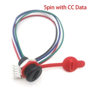 5针usb-c连接器，带CC针数据螺母卡扣板4针，带电线3A防水USB类型C至ph2.0快速充电母插孔 - Product Image 2