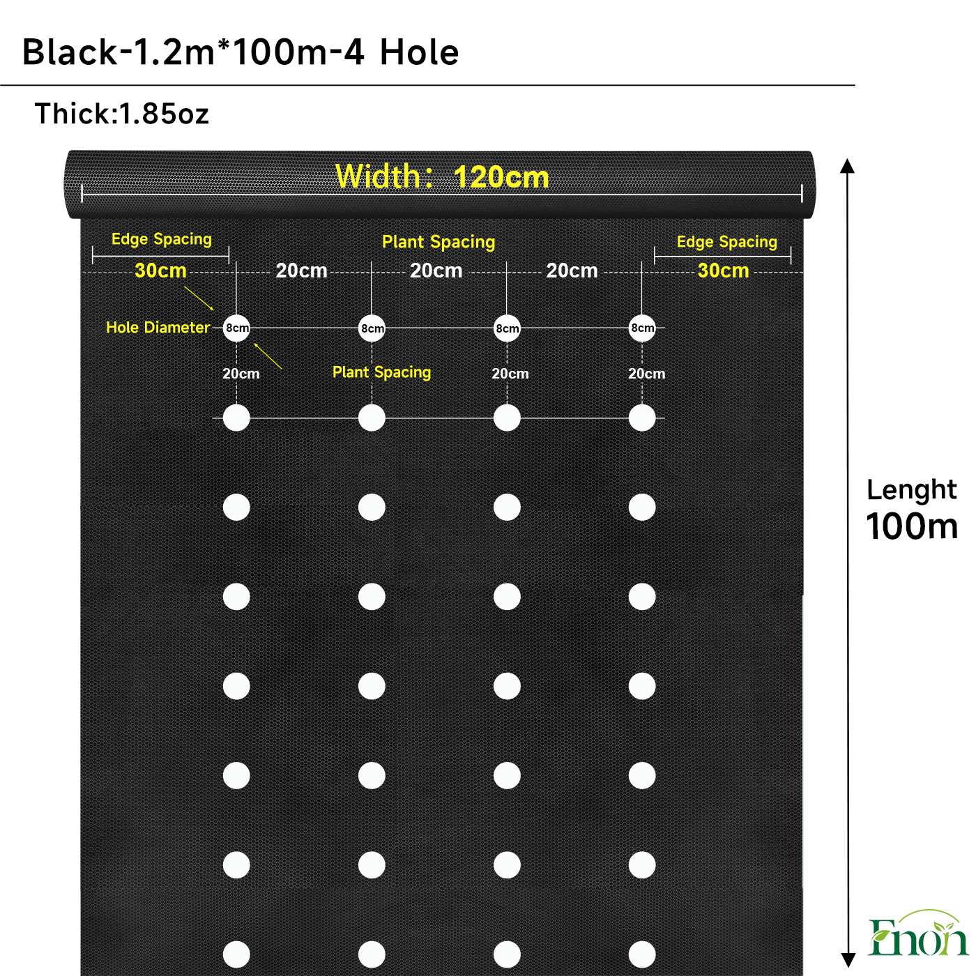 Noir-Largeur 1,2mX100m