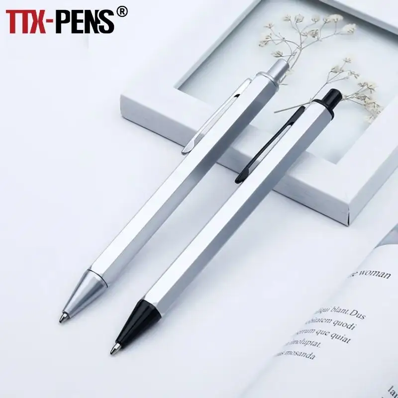 TTX Professional Custom Mechanical Push Out Core Sechseckiges Design Kunststoff-Feder mäppchen Silber 0,4mm Automatisches Bleistift set