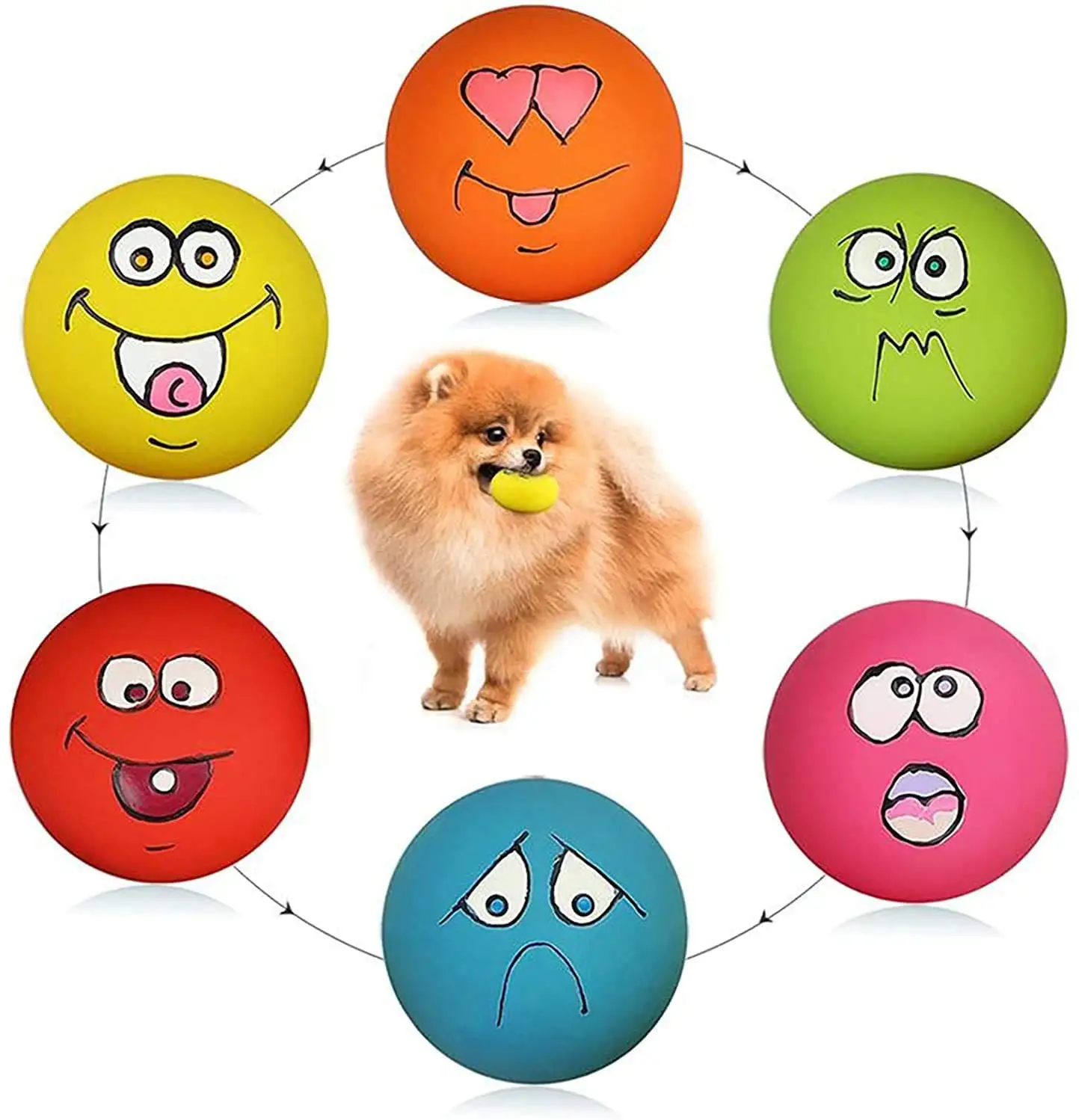 मुस्कान चेहरा कुत्ते चीख़ खिलौने नरम लेटेक्स चीख़ गेंदों पिल्ला छोटे मध्यम पालतू कुत्तों के लिए 6 Pcs/सेट