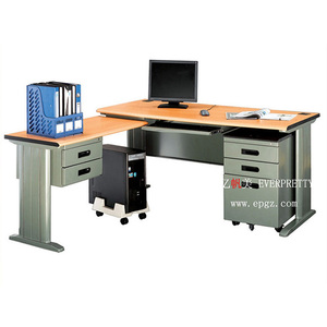 Muebles de oficina de diseño moderno, mesa de ordenador de trabajo de madera con mesa lateral - Product Image 1