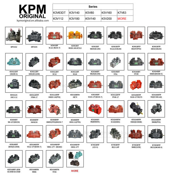 KPM ORIGINAL K3V63 K3V112 K5V140 K3V140 K3V180 K5V200 Excavator Hydraulic Main Pump For Kawasaki Rexroth daewoo kobelco volvo
